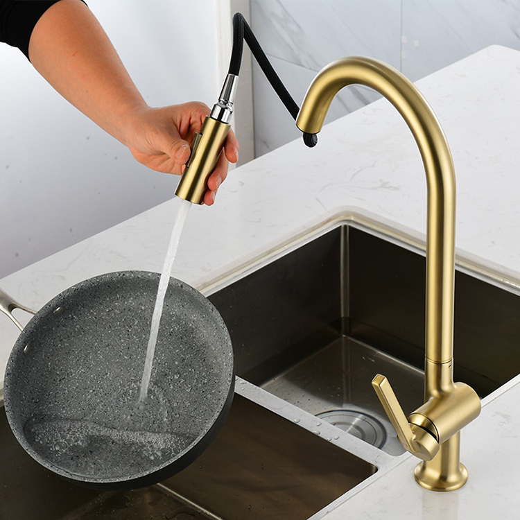 Brass Pull Out Pull Down Kitchen Sink Faucets Mixer Tap