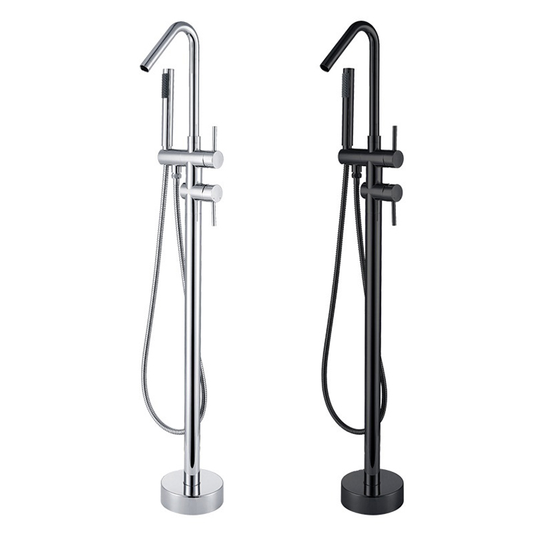 Chrome Brass Freestanding Tub Filler Bathtub Faucet Tap