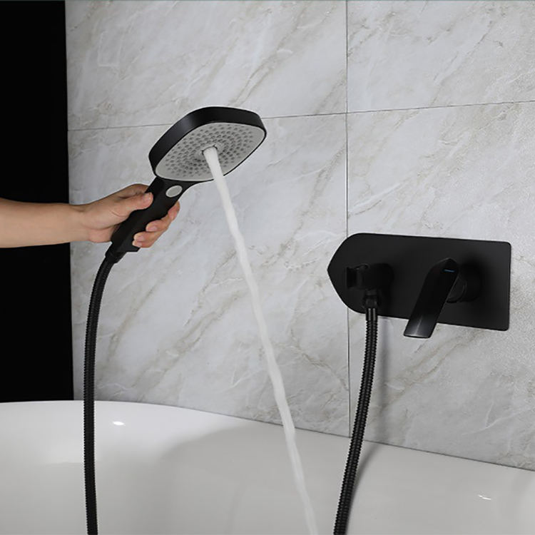 Bathroom Single Function Shower Set Wall Mounted Black