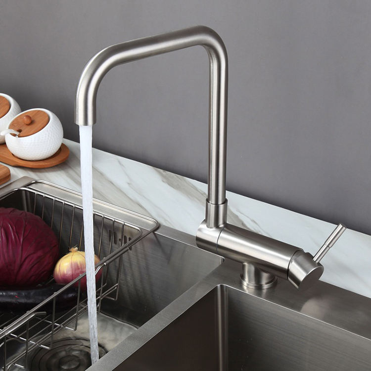 Deck Mounted Single Lever Stainless Steel Kitchen Sink Mixer Folding