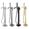 Single Handle Brushed Gold Tub Filler Floor Standing Freestanding Bathtub Faucet