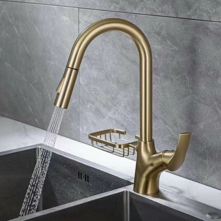 Single Hole Brass Kitchen Water Faucet Tap Pull Down