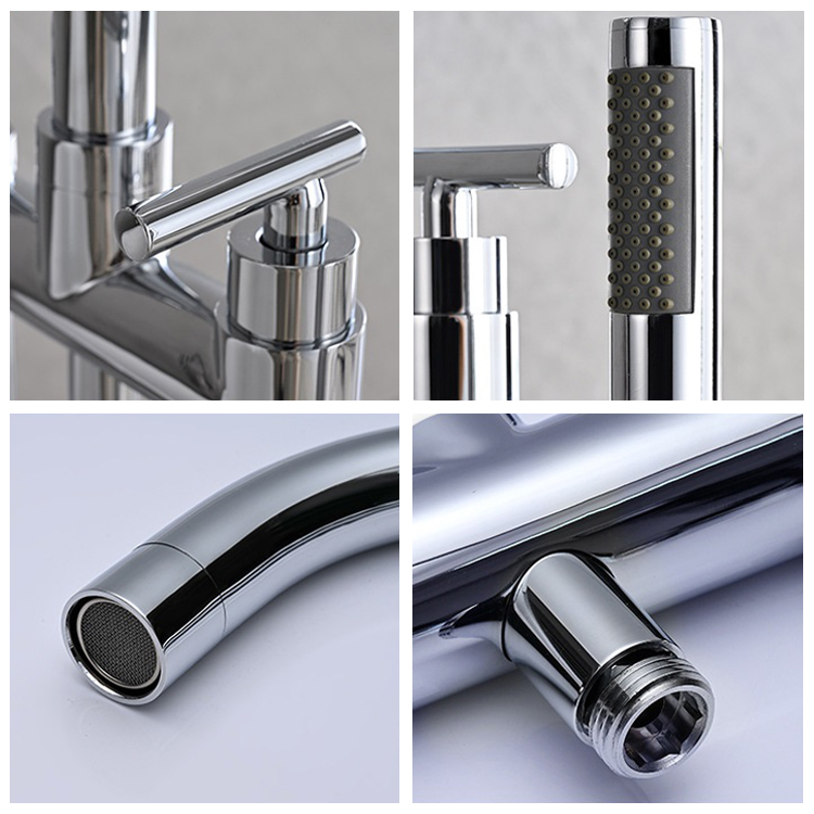 Two Handles Freestanding Tub Filler Floor Mounted Bathtub Faucets