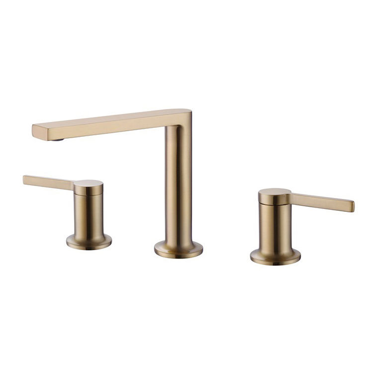 Double Handle 3 Holes Widespread Bathroom Sink Faucet