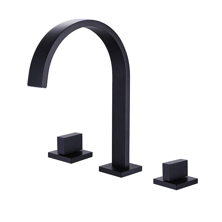 High-Arc 3 Hole 2 Handle Widespread Bathroom Lavatory Faucet Tap