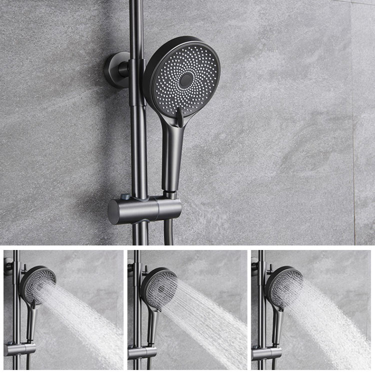 Modern Bathroom Exposed Wall Mounted Thermostatic Rain Shower System Set