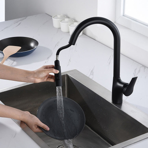 Single Hole Single Handle Black Kitchen Faucets Pull Down
