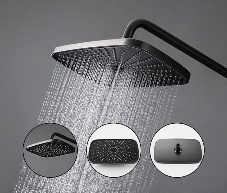 In Wall Mount Brass Black Chrome Concealed Rainfall Shower Mixer Set for Bathroom