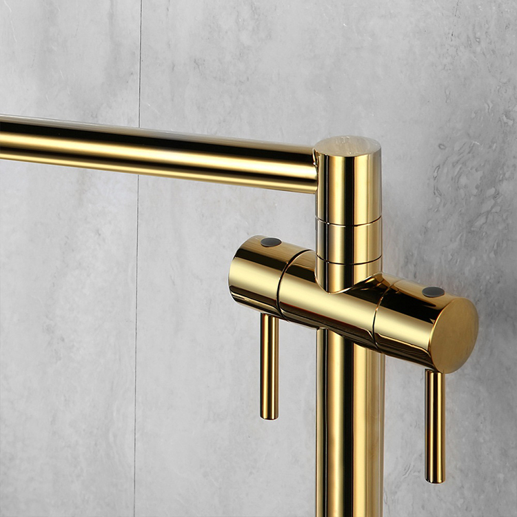 Hot and Cold Function Brass Gold Folding Kitchen Faucet Pot Filler