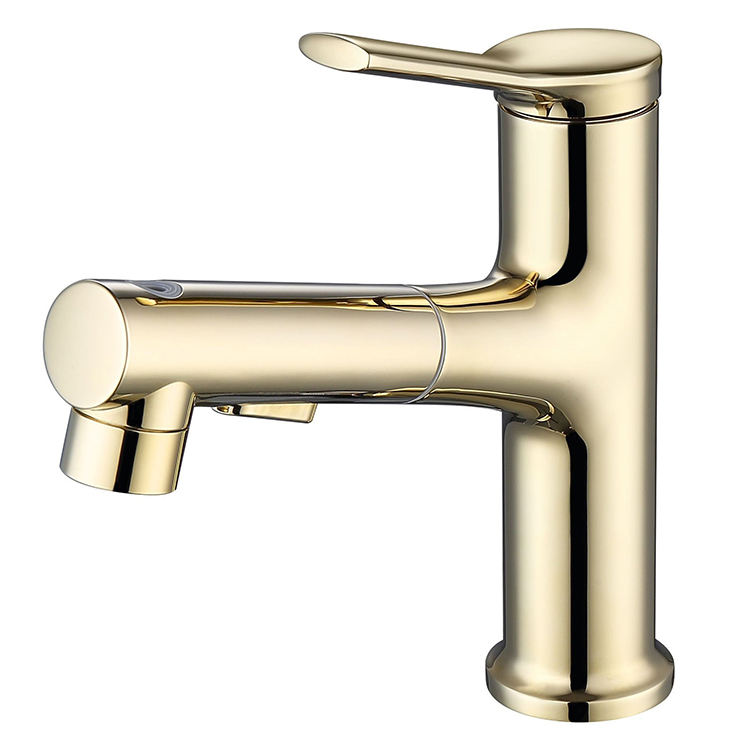 Deck Mounted Single Handle Bathroom Brass Pull Out Basin Faucet Mixer