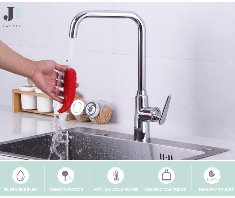 JINDING Manufacturer Single Hole Single Lever Hot Cold Water Kitchen Sink Faucet Mixer