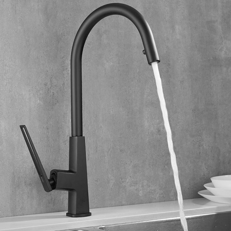 Deck Mounted Hot and Cold Brass Kitchen Sink Faucet Pull Down Black