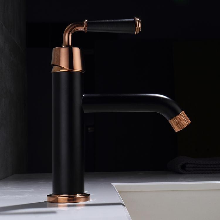 Deck Mount Single Hole Single Lever Undercounter Brass Rose Gold Basin Sinks Mixer Faucets for Bathroom