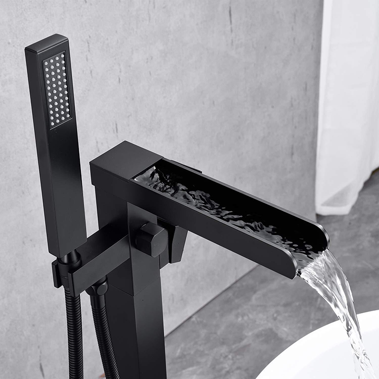 Waterfall Tub Filler Floor Mounted Freestanding Bathtub Faucet