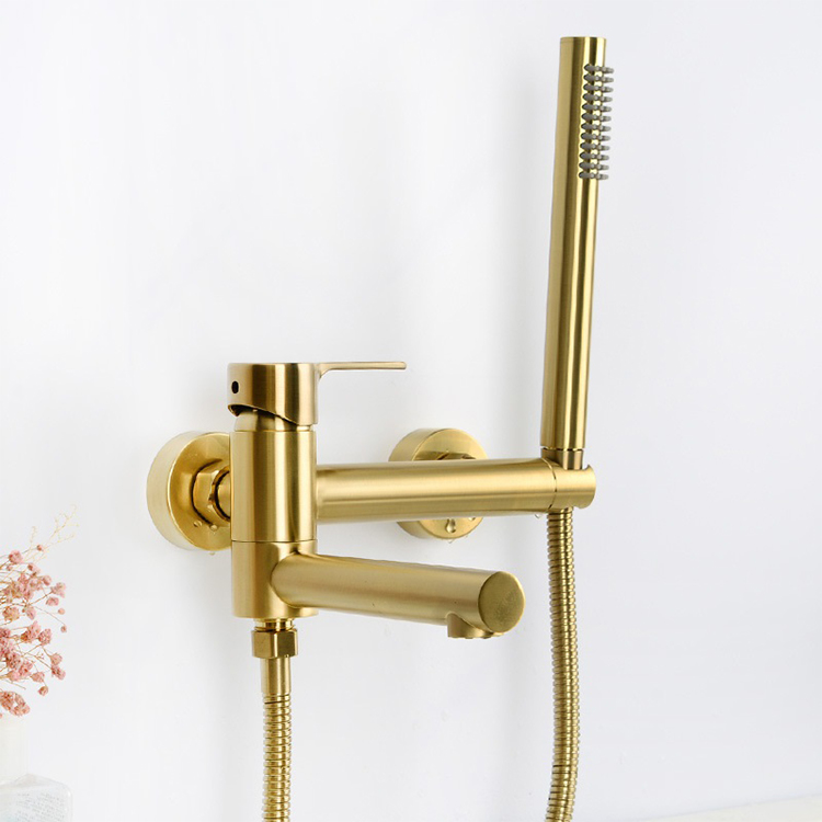 Wall Mounted Single Handle Gold Bathtub Faucet Tub Filler Tap