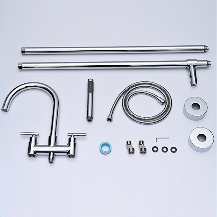 Two Handles Freestanding Tub Filler Floor Mounted Bathtub Faucets