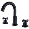 Deck Mounted Double Cross Handle 3 Hole Gold High-Arc Widespread Bathroom Basin Sink Faucet