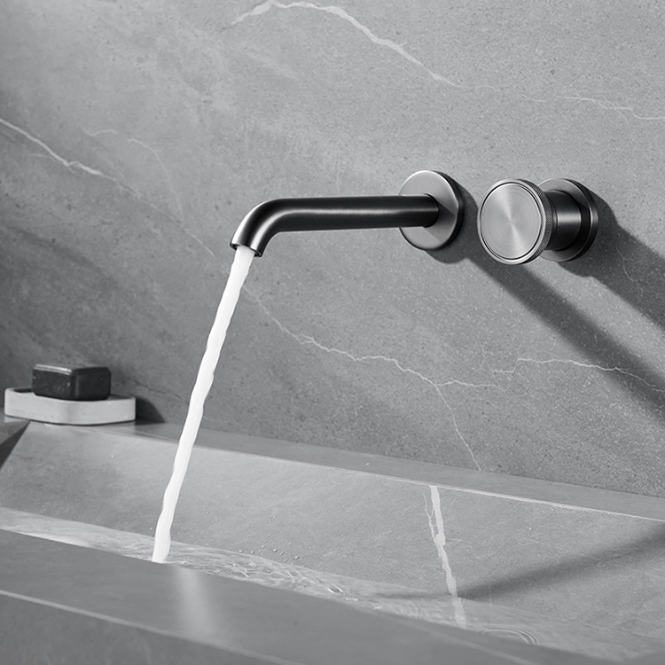 Wall Mounted 2 Holes Widespread Bathroom Faucet with Single Handle