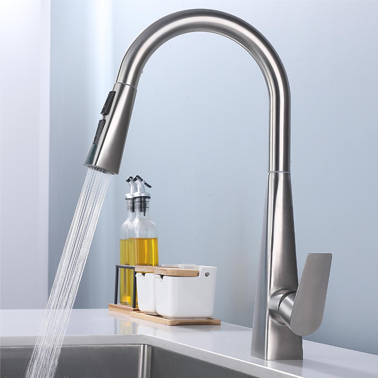 Deck Mounted Single Handle Pull Down Kitchen Sink Faucet Mixer Tap