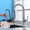 Brass Chrome Plated Deck Mounted Single Hole Single Handle Kitchen Faucets with Pull Down Sprayer