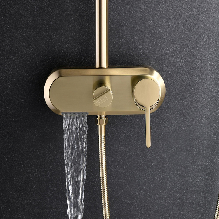 Brass 3 Way Exposed Wall Mounted Bathroom Rain Shower Column Set