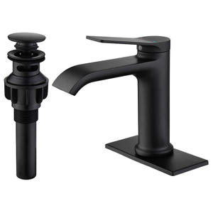 Deck Mounted Single Hole Single Handle Matte Black Bathroom Wash Basin Faucet Mixer Tap with Pop Up Drain