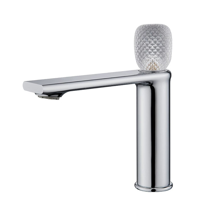 Brass Basin Pillar Taps Crystal Handle Vanity Faucet for Bathroom