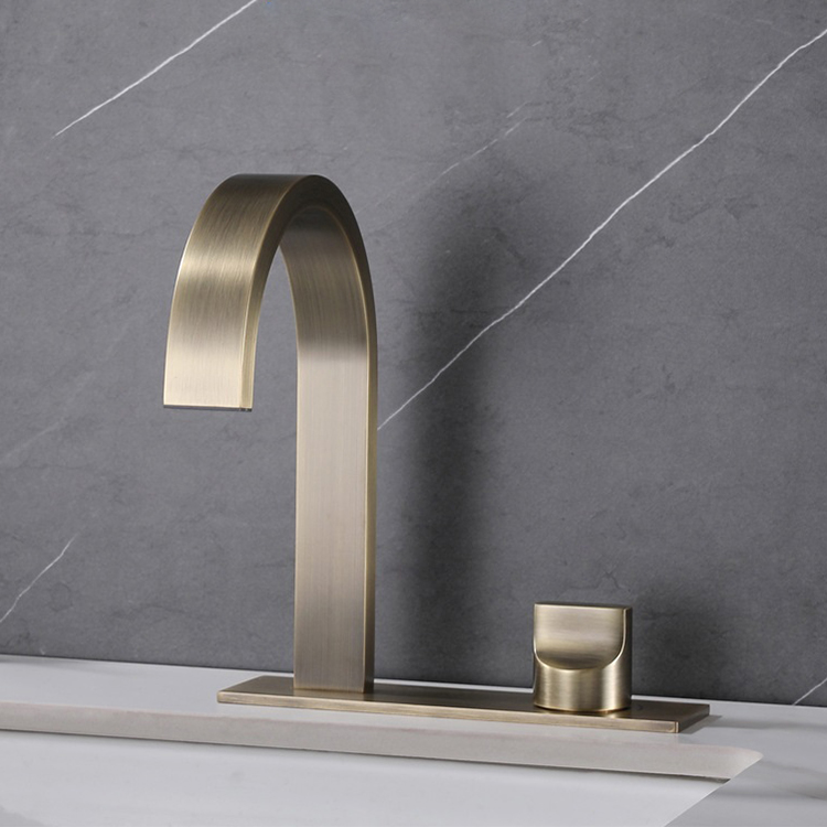 Gold Single Handle Bathroom Basin Faucets for Sink 2 Hole