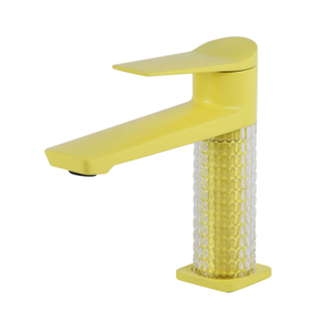 Brass Single Hole Single Lever Bathroom Sink Faucet in Yellow Color