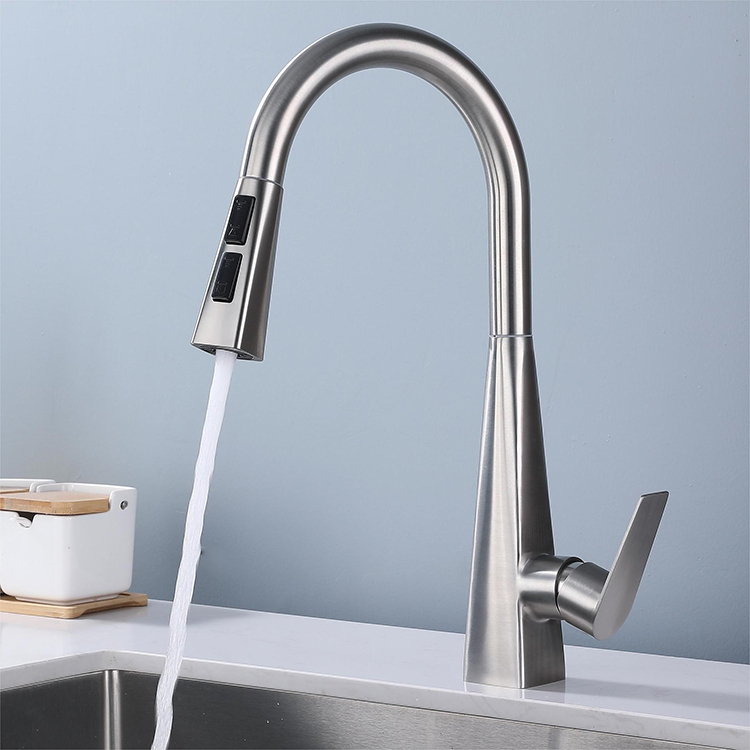 Deck Mounted Single Handle Pull Down Kitchen Sink Faucet Mixer Tap