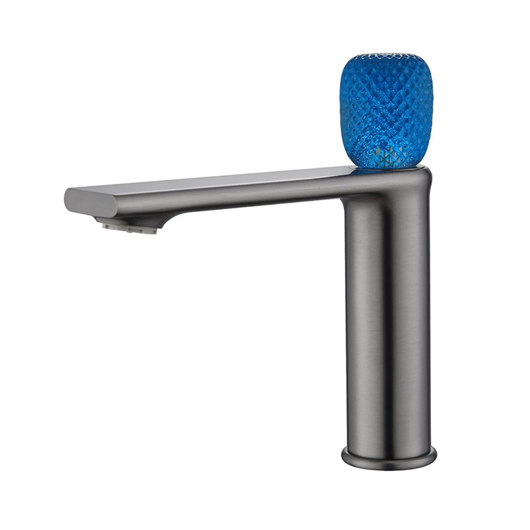 Brass Basin Pillar Taps Crystal Handle Vanity Faucet for Bathroom