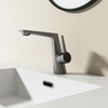 Brass One Hole Hot and Cold Bathroom Sink Faucet with Side Handle