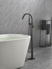 Brass Floor Mounted Tub Filler Free Standing Bathtub Faucet in Gun Metal Grey