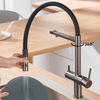 Deck Mounted Two Lever 3 Way Flexible Kitchen Tap Faucet with Water Filter