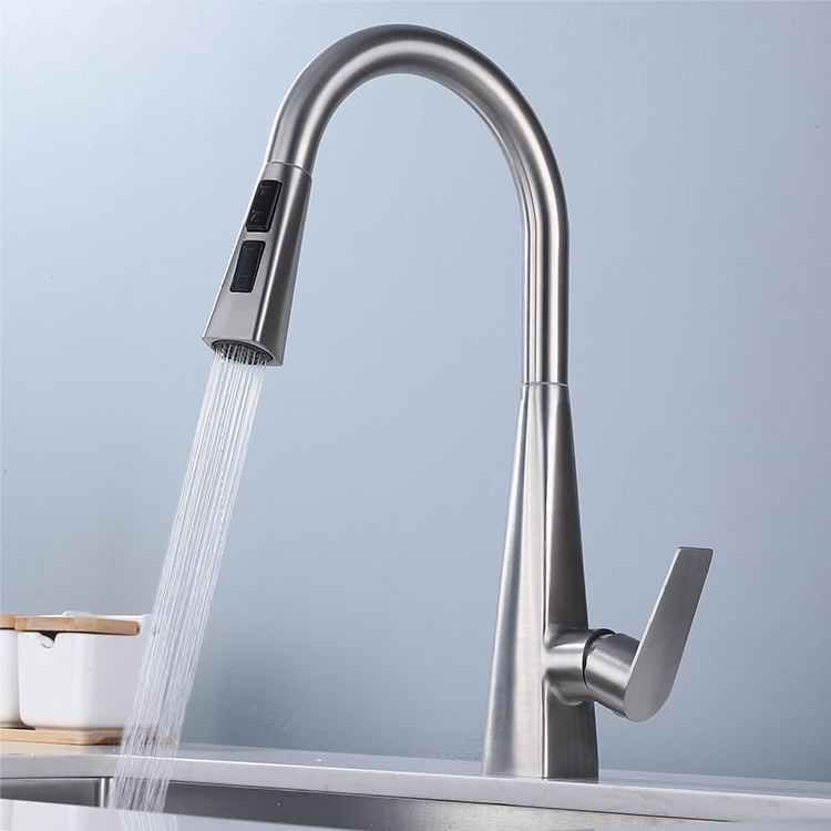 Deck Mounted Single Handle Pull Down Kitchen Sink Faucet Mixer Tap