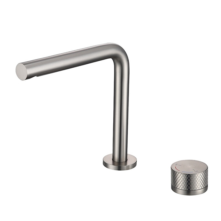 Swivel Deck Mounted Two Hole Bathroom Basin Mixer Faucets Set