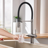 Deck Mounted Two Lever 3 Way Flexible Kitchen Tap Faucet with Water Filter