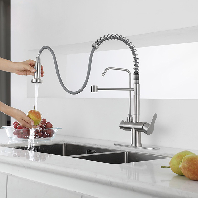 Stainless Steel Three Function Pure Water Kitchen Faucet with Sensor