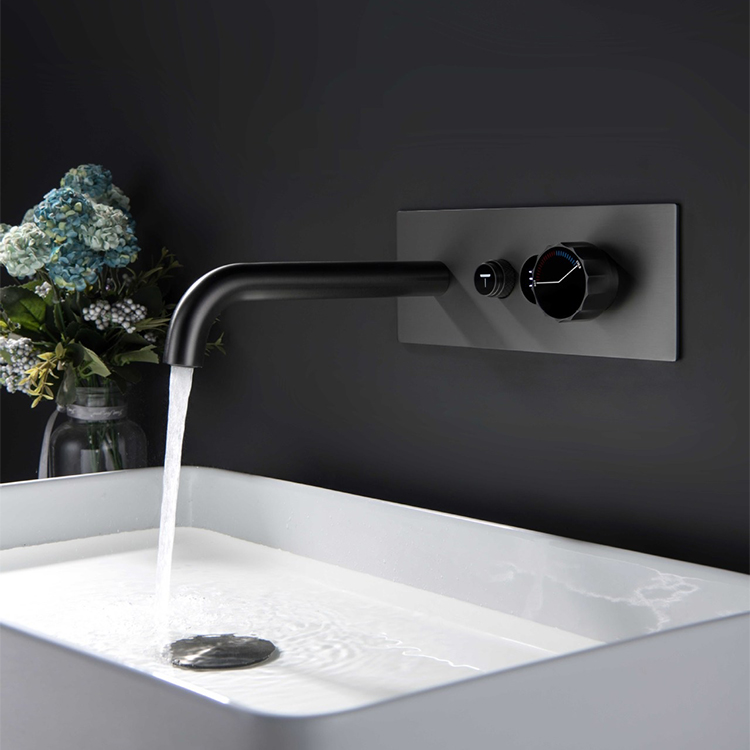 Wall Mounted Concealed Bathroom Basin Mixer Faucet with Digital Display