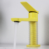 Brass Single Hole Single Lever Bathroom Sink Faucet in Yellow Color