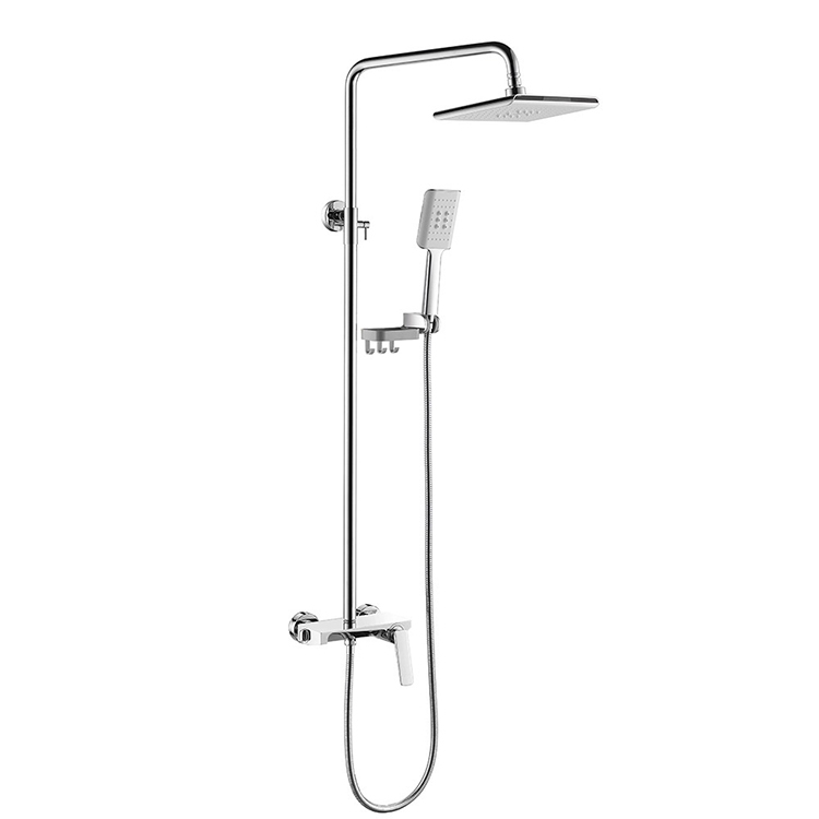 Brass 3 Way Exposed Wall Mounted Bathroom Rain Shower Mixer Set