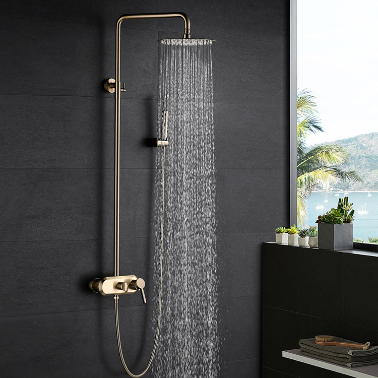 Brass 3 Way Exposed Wall Mounted Bathroom Rain Shower Column Set