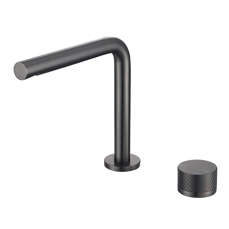 Swivel Deck Mounted Two Hole Bathroom Basin Mixer Faucets Set