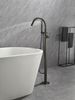 Brass Floor Mounted Tub Filler Free Standing Bathtub Faucet in Gun Metal Grey