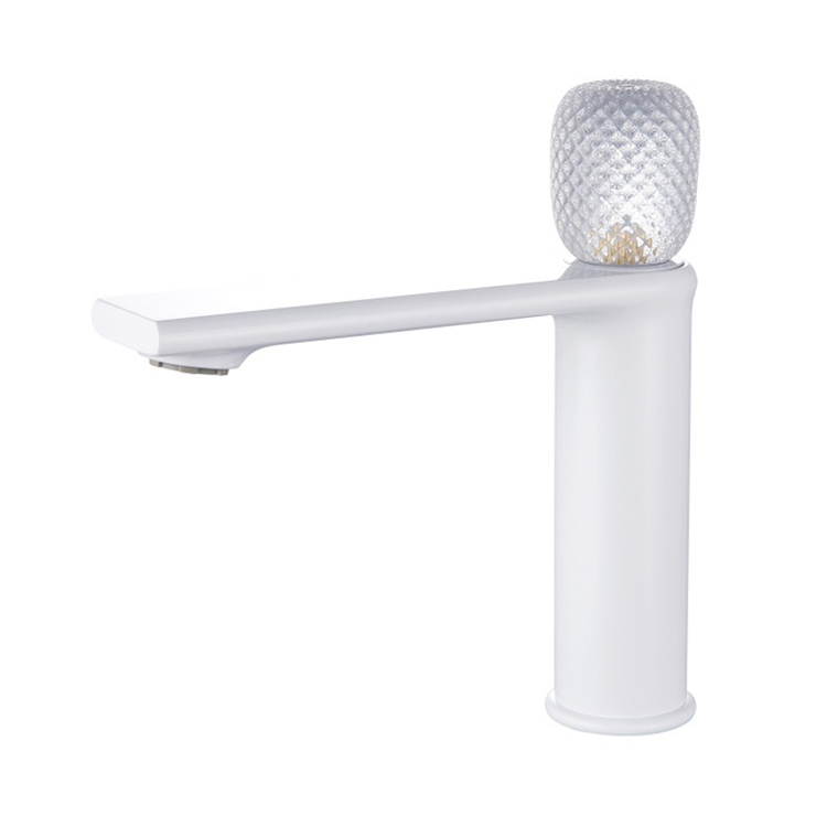 Brass Basin Pillar Taps Crystal Handle Vanity Faucet for Bathroom