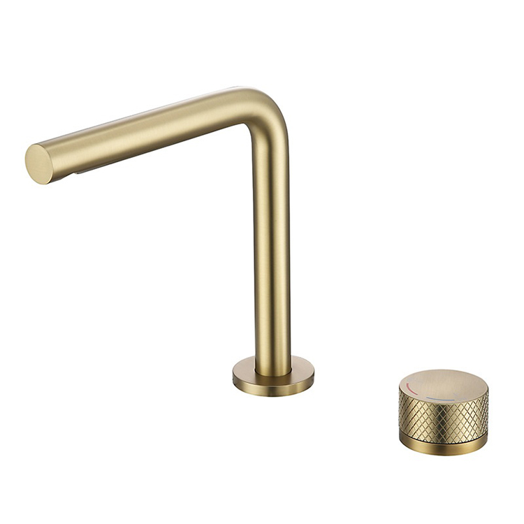Swivel Deck Mounted Two Hole Bathroom Basin Mixer Faucets Set