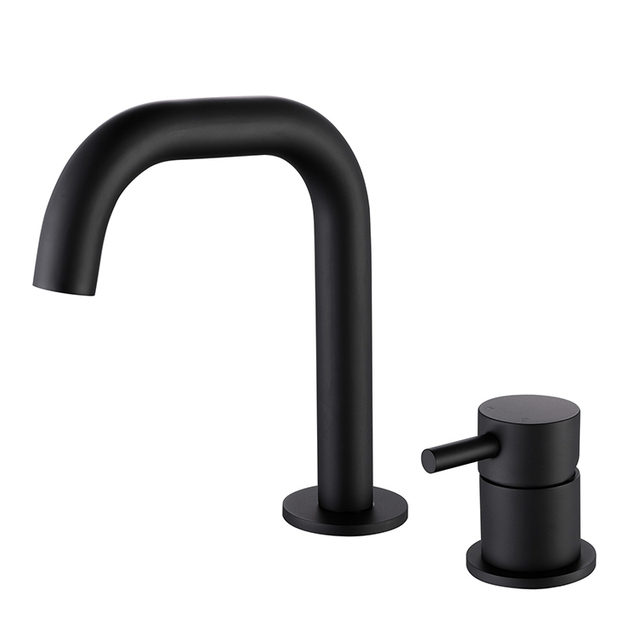 Manufacturer 304 Stainless Steel Matte Black 2 Holes 2 pcs Bathroom Basin Faucet