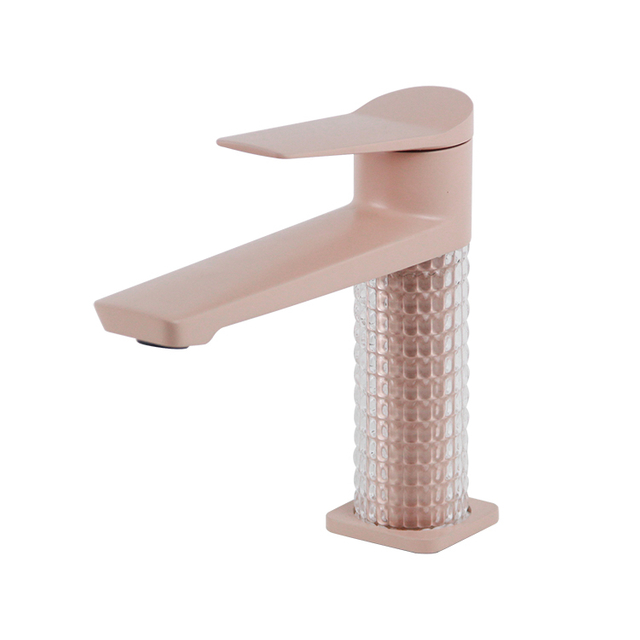 Brass Single Hole Single Lever Bathroom Sink Faucet in Pink Color