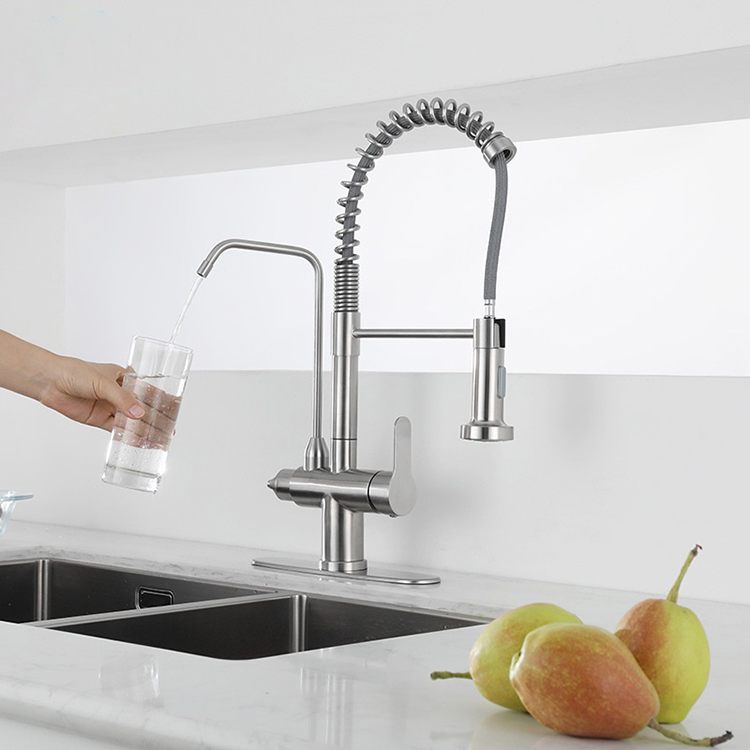 Stainless Steel Three Function Pure Water Kitchen Faucet with Sensor