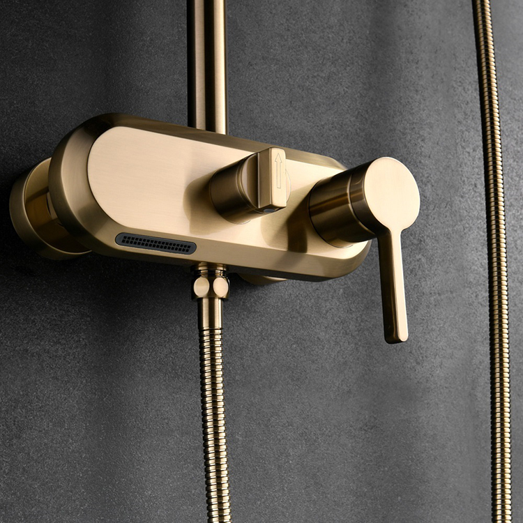 Brass 3 Way Exposed Wall Mounted Bathroom Rain Shower Column Set